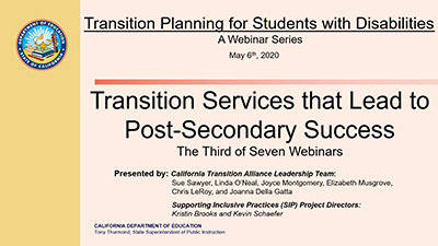 transition services that lead to post-secondary success