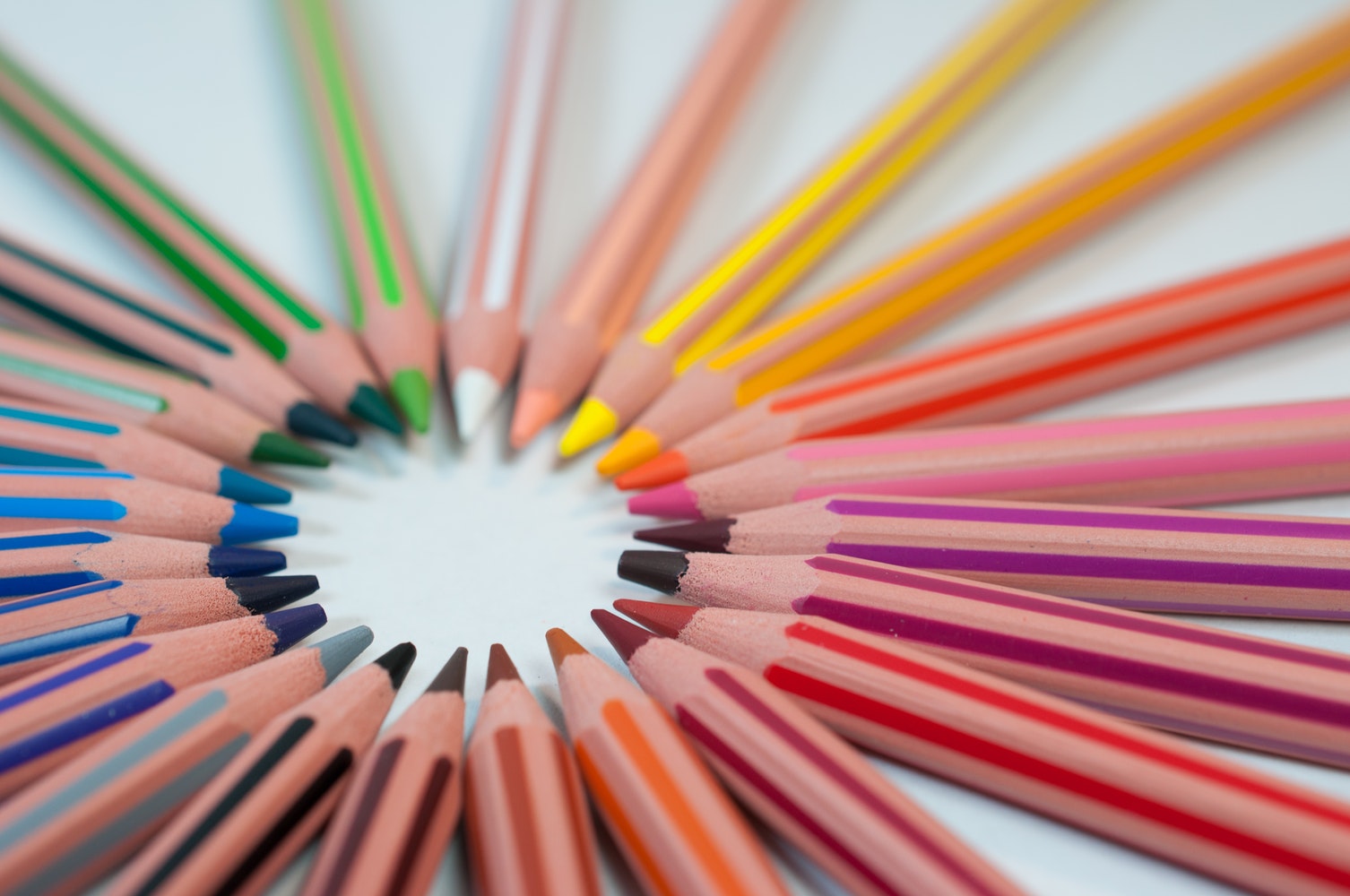 Set of colored pencils in a circle